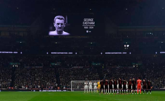 England v Albania, London, UK - 21 Mar 2025 A minute applause for George Eastham during the FIFA World Cup, WM, Weltmeisterschaft, Fussball Qualifier match between England and Albania on 21st March 2025 at Wembley Stadium, London London Wembley Stadium London GBR Copyright: xFrankiexOKeeffe PPAUKx PPA-174915