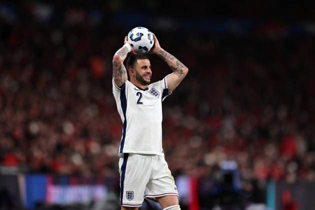 21st March 2025; Wembley Stadium, London, England; FIFA World Cup, WM, Weltmeisterschaft, Fussball Qualifying Group K International Football, England versus Albania; Kyle Walker of England taking a throw in  ActionPlus12764030 JohnxPatrickxFletcher