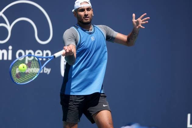 March 21, 2025, Miami Gardens, Florida, United States Of America: MIAMI GARDENS, FLORIDA - MARCH 21: Karen Kachanov of Russia defeats Nick Kyrgios of Australia in the second round of the men s singles in the Miami Open at the Hard Rock Stadium on March 21, 2025 in Miami Gardens, Florida....People: Nick Kyrgios Miami Gardens United States Of America - ZUMAs214 20250321_ada_s214_309 Copyright: xSMGx