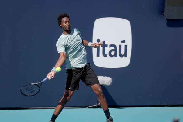 March 21, 2025, Miami Gardens, Florida, United States Of America: MIAMI GARDENS, FLORIDA - MARCH 21: Gael Monfils of France defeats Jiri Lehecka during their match on Day 4 at Hard Rock Stadium on March 21, 2025 in Miami Gardens, Florida....People: Gael Monfils Miami Open 2025 - Day 4  - ZUMAs214 20250321_ada_s214_335 Copyright: xSMGx