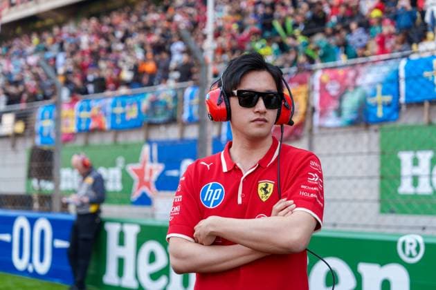 SHANGHAI, CHINA - MARCH 22: Ferrari s Chinese reserve driver Zhou Guanyu is seen prior to the sprint race of the Formula One Chinese Grand Prix at the Shanghai International Circuit on March 22, 2025 in Shanghai, China.  Copyright: xVCGx 111556559968