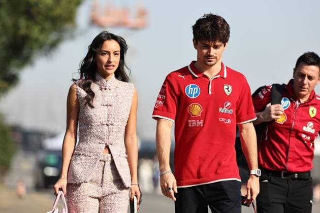 F1 Grand Prix Of China - Sprint & Qualifying Charles Leclerc of Monaco and Scuderia Ferrari arrives at the track with his girlfriend Alexandra Saint Meux during Sprint ahead of the F1 Grand Prix of China at Shanghai International Circuit in Shanghai, China, on March 22, 2025. Shanghai Shanghai China  Copyright: xPaddockerx originalFilename:paddocker-f1grandp250321_npINS.jpg