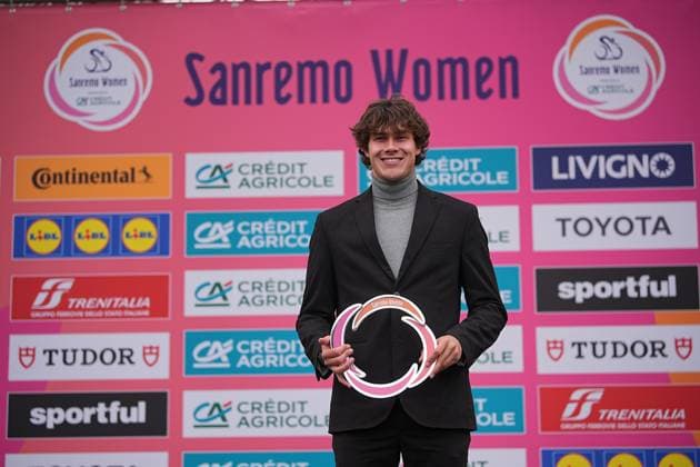 The trophy during the women™s elite race of the Sanremo Women, one day cycling race from Genova to Sanremo in 156km - North Italy- Saturday, March 22, 2025. - cycling .  Copyright: xMarcoxAlpozzi LaPressex