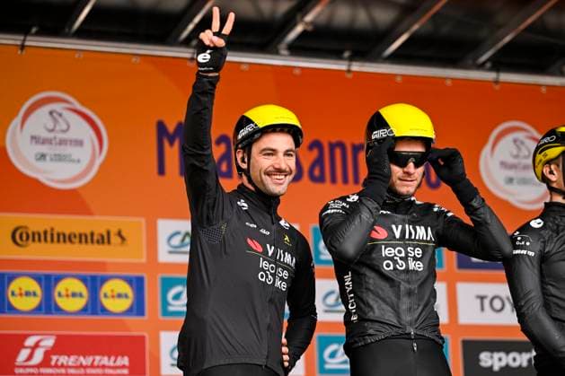 2025 Milan - Sanremo UCI WorldTour cycling race SANREMO, ITALY - MARCH 22 : Campenaerts Victor (BEL) of Team Visma - Lease a Bike on stage before the start of the race during the UCI WorldTour 116th Milan - Sanremo cycling race with start in Pavia and finish at the Via Roma in Sanremo on March 22, 2025 in Sanremo, Italy, 22 03 2025 ( Motordriver Kenny Verfaillie - Sanremo Italy  Copyright: xNicoxVereeckenx