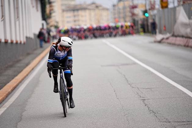 The pack rides cycles during the women™s elite race of the Sanremo Women, one day cycling race from Genova to Sanremo in 156km - North Italy- Saturday, March 22, 2025. - cycling .  Copyright: xMarcoxAlpozzi LaPressex