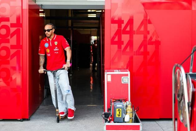 FORMULA 1 CHINESE GRAND PRIX 2025 LEWIS HAMILTON (GBR) of Scuderia Ferrari 44 on his scooter exiting the Ferrari garage during the FORMULA 1 HEINEKEN CHINESE GRAND PRIX 2025 at the Shanghai Audi International Circuit, Shanghai, China on 22 March 2025 Credit: Antoine Lapeyre Every Second Media Editorial use only. All images are copyright Every Second Media Limited. No images may be reproduced without prior permission. Copyright: xIMAGO EveryxSecondxMediax ESM-1387-0045 AntoinexLapeyrex xEveryxSecondxMediax