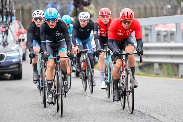 2025 Milan - Sanremo UCI WorldTour cycling race SANREMO, ITALY - MARCH 22 : Veistroffer Baptiste (BEL) of Lotto Cycling Team in the escape pack during the UCI WorldTour 116th Milan - Sanremo cycling race with start in Pavia and finish at the Via Roma in Sanremo on March 22, 2025 in Sanremo, Italy, 22 03 2025 ( Motordriver Kenny Verfaillie - Sanremo Italy  Copyright: xNicoxVereeckenx