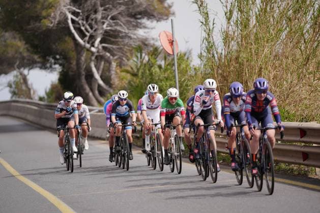The pack rides cycles during the women™s elite race of the Sanremo Women, one day cycling race from Genova to Sanremo in 156km - North Italy- Saturday, March 22, 2025. - cycling .  Copyright: xMarcoxAlpozzi LaPressex