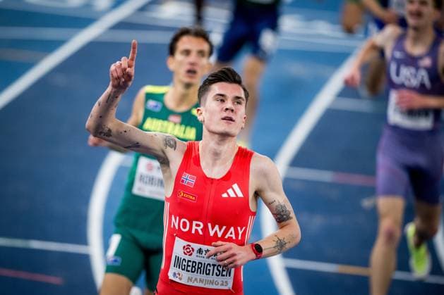 Bilder des Jahres 2025, Sport 03 März Sport Themen der Woche KW12 Sport Bilder des Tages Norwegian Jakob Ingebrigtsen pictured in action during the men s 3000m steeple, at the World Athletics Indoor Championships, in Nanjing, China, Saturday 22 March 2025. The championships take place from 21 to 23 March. JASPERxJACOBS  x115408297x