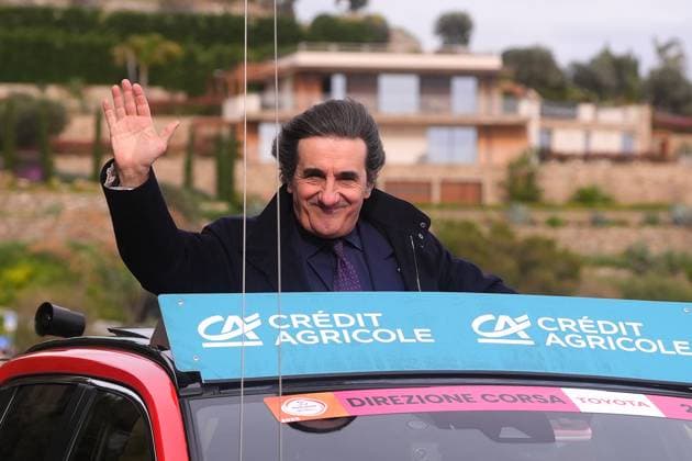 Urbano Cairo, President of RCS during the men s elite race of the Milano-Sanremo one day cycling race (289 km) from Pavia and to Sanremo - North West Italy - March 22, 2025. Sport - cycling .  Copyright: xFabioxFerrari LaPressex