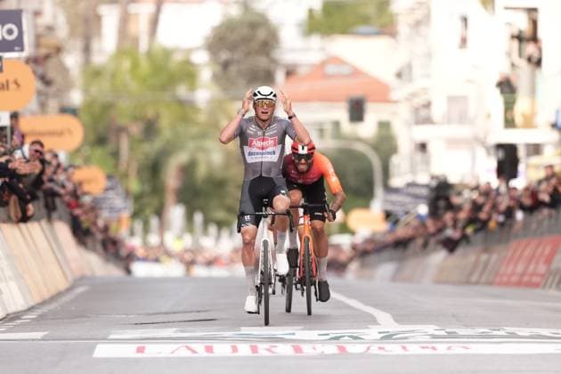 VAN DER POEL Mathieu winner of the men s elite race of the Milano-Sanremo one day cycling race (289 km) from Pavia and to Sanremo - North West Italy - March 22, 2025. - cycling .  Copyright: xMassimoxPaolonex xLaPressex