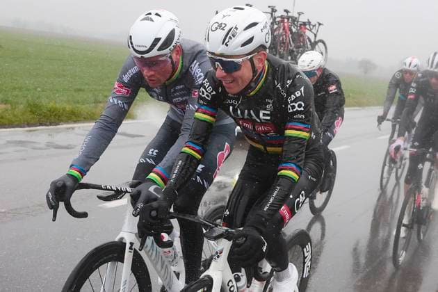 Milano Sanremo 2025 Milano Sanremo 2025 - 116th Edition - Pavia - Sanremo 289km - 22 03 2025 - Mathieu Van Der Poel (NED - Alpecin - Deceuninck) - Tadej Pogacar (SLO - UAE Team Emirates - XRG) - photo Luca Bettini SprintCyclingAgency 2025 Sanremo Italy  Copyright: xLucaxBettinix xSprintcyclingagencyx