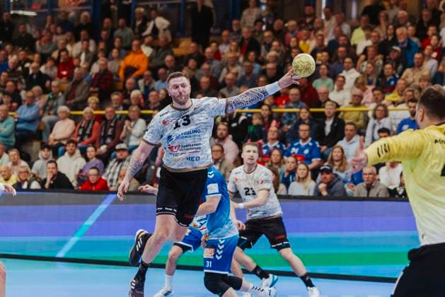 VfL Luebeck-Schwartau vs. HC Elbflorenz Dresden, Handball, 2. Bundesliga, 22.03.25 Dumcius Mindaugas (Nr. 13, HC Elbflorenz Dresden) VfL Luebeck-Schwartau vs. HC Elbflorenz Dresden, Handball, 2. Bundesliga, 22.03.25 Luebeck Hansehalle Schleswig-Holstein Germany