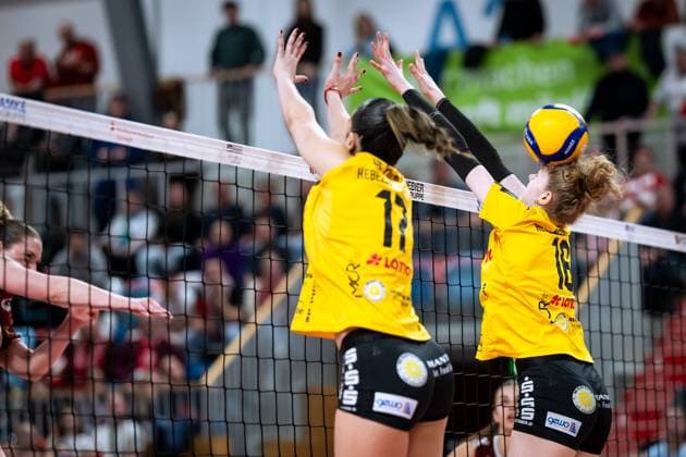 VBL Volleyball-Bundesliga; PlayOff Viertelfinale, SC Potsdam - VfB Suhl; 22.03.2025 VBL Volleyball-Bundesliga; PlayOff Viertelfinale; SC Potsdam - VfB Suhl; 22.03.2025, 16 Leandra Rixa Negri (VfB Suhl) Copyright: xBEAUTIFULxSPORTS NicolxMarschallx