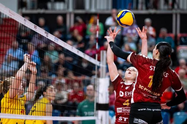 VBL Volleyball-Bundesliga; PlayOff Viertelfinale, SC Potsdam - VfB Suhl; 22.03.2025 VBL Volleyball-Bundesliga; PlayOff Viertelfinale; SC Potsdam - VfB Suhl; 22.03.2025; 4 Jenna Ewert (SCP) Copyright: xBEAUTIFULxSPORTS NicolxMarschallx