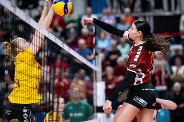 VBL Volleyball-Bundesliga; PlayOff Viertelfinale, SC Potsdam - VfB Suhl; 22.03.2025 VBL Volleyball-Bundesliga; PlayOff Viertelfinale; SC Potsdam - VfB Suhl; 22.03.2025, 11 Sabrina Starks (SCP) Copyright: xBEAUTIFULxSPORTS NicolxMarschallx