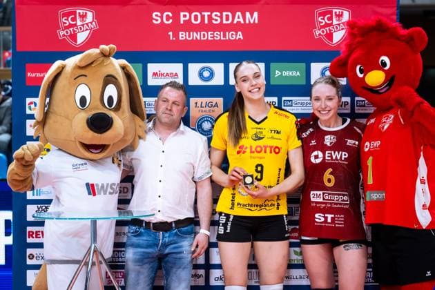 VBL Volleyball-Bundesliga; PlayOff Viertelfinale, SC Potsdam - VfB Suhl; 22.03.2025 VBL Volleyball-Bundesliga; PlayOff Viertelfinale; SC Potsdam - VfB Suhl; 22.03.2025, 6 Eleanor Holthaus (SCP) Copyright: xBEAUTIFULxSPORTS NicolxMarschallx