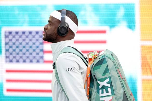 March 22, 2025, Miami Gardens, Florida, United States Of America: MIAMI GARDENS, FLORIDA - MARCH 22: Francis Tiafoe of the United States defeats Alejandro Davidoich Fokina of Spain during their match on day 5 at Hard Rock Stadium on March 22, 2025 in Miami Gardens, Florida...People: Francis Tiafoe Miami Open 2025 - Day 5  - ZUMAs214 20250322_ada_s214_069 Copyright: xSMGx