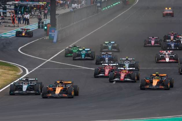 Shanghai, China : Formula1 GP of China, No. 63 George Russel (GBR), Mercedes-AMG PETRONAS Formula One Team, Mercedes-AMG F1 W16 E Performance, No. 81 Oscar Piastri (AUS), McLaren MCL39, Mercedes, Start Shanghai China