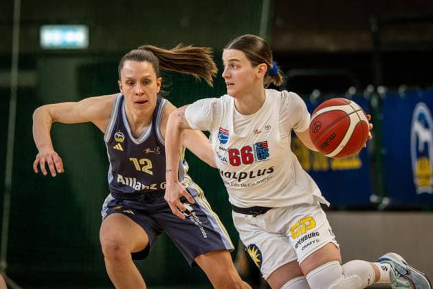 Sport Themen der Woche KW12 Sport Bilder des Tages Basketball Berlin 23.03.2025 Saison 2024 2025 DBBL 1. Bundesliga Playoffs Viertelfinale Spiel 2 Alba Berlin - SYNTAINICS MBC Dominika Fiszer (MBC, No.66) Lena Gohlisch (Alba, No.12) *** Basketball Berlin 23 03 2025 Season 2024 2025 DBBL 1 Bundesliga Playoffs Quarterfinals Game 2 Alba Berlin SYNTAINICS MBC Dominika Fiszer MBC, No 66 Lena Gohlisch Alba, No 12