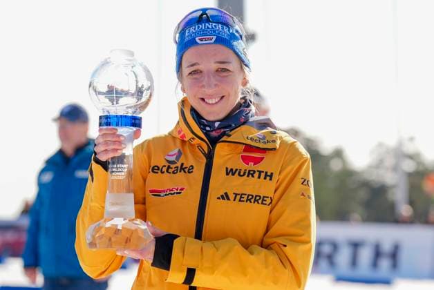 Sport Themen der Woche KW12 Sport Bilder des Tages Verdenscupen i skiskyting i Holmenkollen 2025 Oslo 20250323. Tyske Franziska Preuss vant verdenscupen sammenlagt i verdenscupen i Holmenkollen sondag. Foto: Terje Pedersen NTB Oslo Norge EDITORIAL USE ONLY. RESTRICTED USE FOR BETTING COMPANIES Ref:_SPO3EqYGrG1ZBw.jpg *** Biathlon World Cup in Holmenkollen 2025 Oslo 20250323 Germanys Franziska Preuss won the World Cup overall in the World Cup in Holmenkollen on Sunday Photo Terje Pedersen NTB Oslo Norway EDITORIAL USE ONLY RESTRICTED USE FOR BETTING COMPANIES  Copyright: xTerjexPedersenx xNTBx