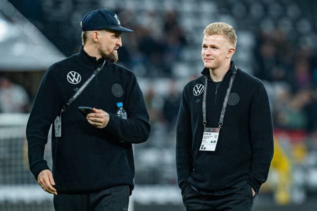 23.03.2025, Deutschland vs. Italien, Nations League, Viertelfinale-Rückspiel Robert Andrich (Deutschland, 23) Jonathan Burkardt (Deutschland, 7) Copyright: xBahhoxKarax