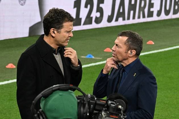 23.03.2025, xsltx, Fussball UEFA Nations League, Deutschland - Italien v.l. Oliver Bierhoff TV-Experte Lothar Matthäus (DFL DFB REGULATIONS PROHIBIT ANY USE OF PHOTOGRAPHS as IMAGE SEQUENCES and or QUASI-VIDEO) Dortmund
