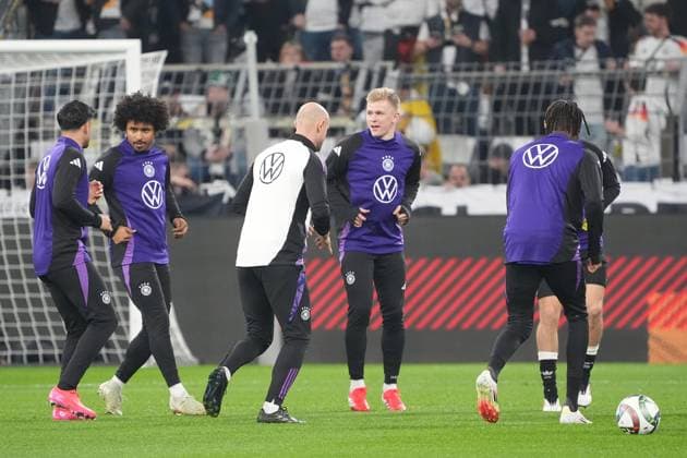 Nadiem Amiri (Deutschland Germany, 11), Karim Adeyemi (Deutschland Germany, 20), Jonathan Burkhardt (Deutschland Germany, 7), Jamie Leweling (Deutschland Germany, 14) - Dortmund 23.03.2025: Deutschland vs. Italien, UEFA Nations League Viertelfinale Rückspiel, Signal Iduna Park