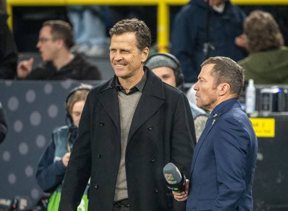 Fußball, Herren, Saison 2024 25, UEFA Nations League (Viertelfinale Rückspiel) in Dortmund, Deutschland - Italien, v. l. Ex-Manager Oliver Bierhoff, Experte Lothar Matthäus, 23.03. 2025, Copyright: xMatthiasxKochx