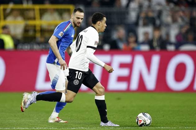 DORTMUND - Jamal Musiala of Germany during the UEFA Nations League quarterfinal match between Germany and Italy at the BVB Stadion Dortmund on March 23, 2025 in Dortmund, Germany. ANP Hollandse Hoogte MAURICE VAN STEEN UEFA Nations League Quarterfinal Leg Two 2025 xVIxANPxSportx xMauricexvanxSteenxIVx 522965807 originalFilename: 522965807.jpg