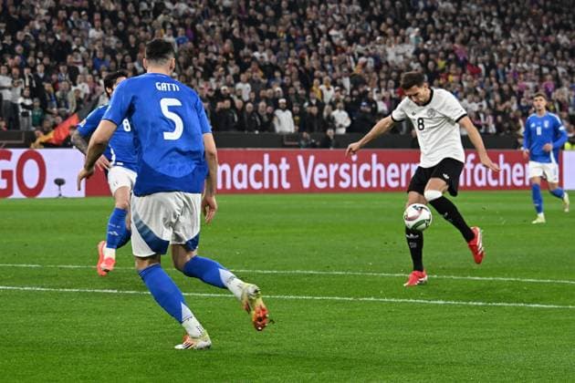 23.03.2025, xsltx, Fussball UEFA Nations League, Deutschland - Italien v.l. Torchance Leon Goretzka (Deutsche Fussball Nationalmannschaft DFB) (DFL DFB REGULATIONS PROHIBIT ANY USE OF PHOTOGRAPHS as IMAGE SEQUENCES and or QUASI-VIDEO) Dortmund