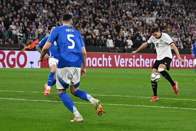 23.03.2025, xsltx, Fussball UEFA Nations League, Deutschland - Italien v.l. Torchance Leon Goretzka (Deutsche Fussball Nationalmannschaft DFB) (DFL DFB REGULATIONS PROHIBIT ANY USE OF PHOTOGRAPHS as IMAGE SEQUENCES and or QUASI-VIDEO) Dortmund