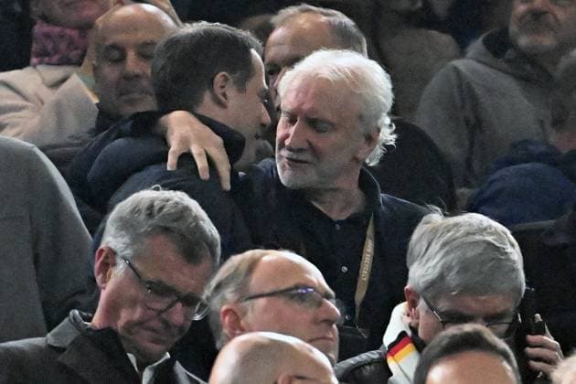 23.03.2025, xsltx, Fussball UEFA Nations League, Deutschland - Italien v.l. Lars Ricken Sportdirektor Rudi Voeller Völler (DFB) (DFL DFB REGULATIONS PROHIBIT ANY USE OF PHOTOGRAPHS as IMAGE SEQUENCES and or QUASI-VIDEO) Dortmund
