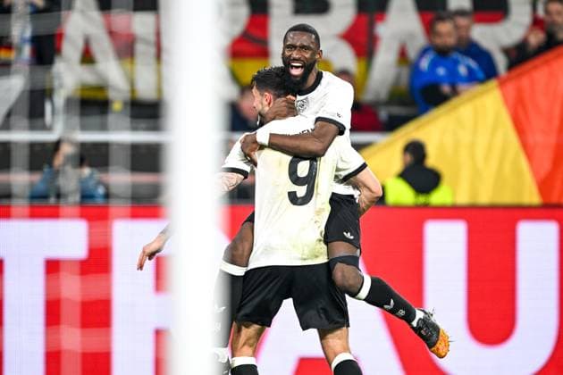 Tim Kleindienst (Deutschland, 09) und Antonio Ruediger (Deutschland, 02) bejubeln das Tor zum 3:0, GER, Deutschland (GER) vs Italien (ITA), Fussball, UEFA Nations League Viertelfinale Runde 2, 23.03.2025. GER, Deutschland (GER) vs Italien (ITA), Fussball Laenderspiel, UEFA Nations League Viertelfinale Runde2, 2024 2025, 23.03.2025. Dortmund Copyright: xEibner-Pressefoto FlorianxWieganx EP_FWD