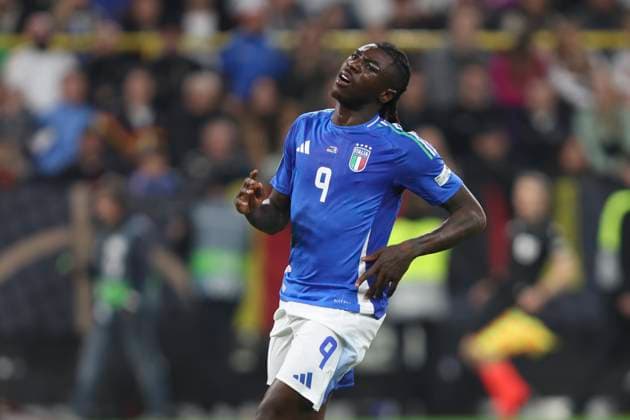 Moise Kean (Italien) looks dejected during the UEFA Nations League Quarterfinal Leg Two match between Germany and Italy at Football Stadium Dortmund on March 23, 2025 in Dortmund, Germany. (Photo by Oliver Kaelke DeFodi Images)