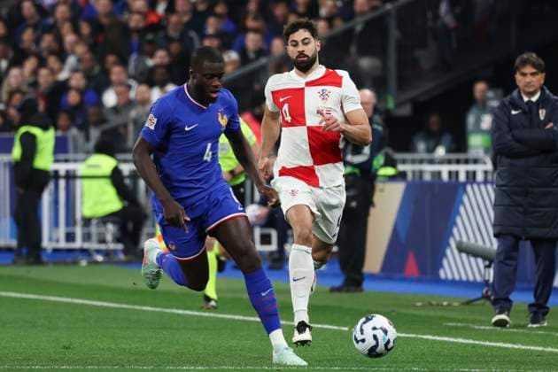 FOOTBALL : France Vs Croatie - Ligue des Nations - 23 03 2025 Dayot Upamecano (France) vs Josko Gvardiol (Croatie) ParisFrance  Copyright: xMichtofx