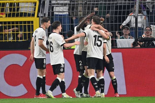 23.03.2025, xjrdrx, Fussball UEFA Nations League, Deutschland - Italien v.l. Torjubel nach dem Tor zum celebrating the goal celebrate 3:0 durch Tim Kleindienst (Deutsche Fussball Nationalmannschaft DFB) (DFL DFB REGULATIONS PROHIBIT ANY USE OF PHOTOGRAPHS as IMAGE SEQUENCES and or QUASI-VIDEO) Dortmund
