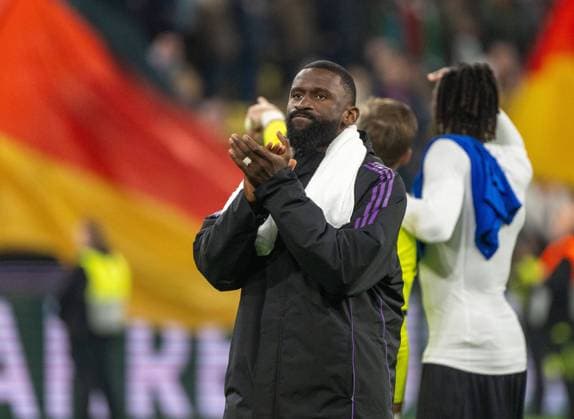 Fußball, Herren, Saison 2024 25, UEFA Nations League (Viertelfinale Rückspiel) in Dortmund, Deutschland - Italien, Antonio Rüdiger (Deutschland), Jubel nach Abpfiff, 23.03. 2025, Copyright: xMatthiasxKochx