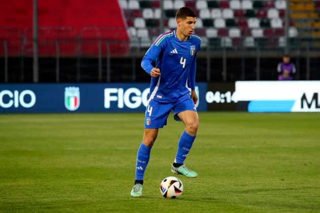 Matteo Prati In action during the Serie BKT soccer match between Italia and Danimarca under 21, test match at the Pier Cesare Tombolato Stadium, north Est Italy - Monday, March 24, 2025. - Soccer  Copyright: xPaolaxGarbuio LaPressex