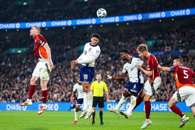 England v Latvia 2026 FIFA World Cup, WM, Weltmeisterschaft, Fussball Qualifier 24 03 2025. Jude Bellingham of England heads towards goal during the 2026 FIFA World Cup Qualifier match between England and Latvia at Wembley Stadium, London, England on 24 March 2025. Editorial use only , Copyright: xNigelxKeenex PSI-21665-0013