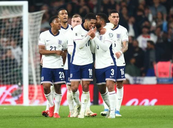 England v Latvia, 2026 World Cup Qualifier, Wembley Stadium, Football, London, UK - 24 Mar 2025 Reece James of England scores England™s first goal during the 2026 World Cup Qualifier at Wembley Stadium against Latvia London Wembley Stadium London GBR, UK NEWSPAPERS OUT Copyright: xMarkxGreenwoodx