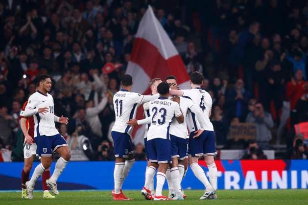 England v Latvia 2026 FIFA World Cup, WM, Weltmeisterschaft, Fussball Qualifiers Reece James of England celebrates scoring his sides 1st from a free kick during the 2026 FIFA World Cup Qualifiers Group K match at Wembley Stadium, London UK Newspapers OUT Copyright: xPaulxChestertonx FIL-21625-0011