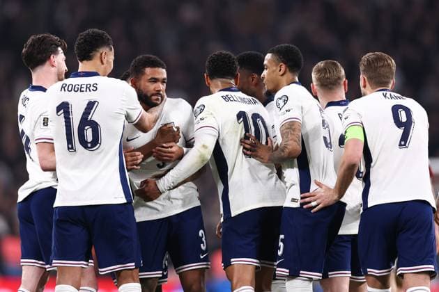 England v Latvia 24 March 2025, London - World Cup European Qualifiers - England v Latvia - Reece James of England celebrates their first goal with his team mates - Photo: Jacques Feeney Offside. London UK Copyright: xJacquesxFeeneyx xOffsidexOffside