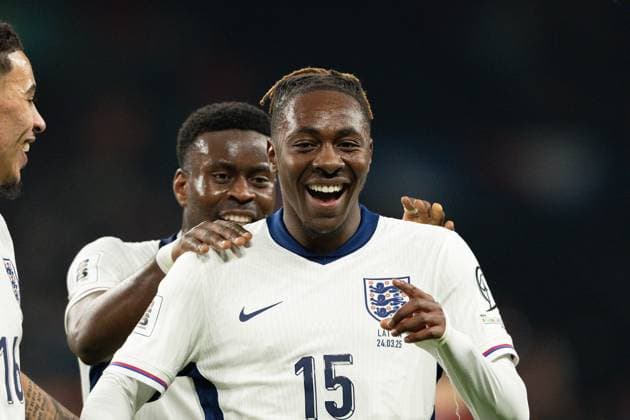 Football; 2026 FIFA World Cup, WM, Weltmeisterschaft, Fussball European Qualifiers; England vs Latvia; Wembley Stadium, Monday 24th March 2025; GOAL 3-0 Eberechi Eze of England scores and celebrates 24 Mar 2025 UEFA Qualification, 1st Round: Group K, England versus Latvia Editorial use only  Copyright: xIanxStephen Shutterstockx 15220701o
