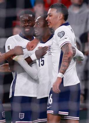 England v Latvia 2026 FIFA World Cup, WM, Weltmeisterschaft, Fussball Qualifiers Eberechi Eze of England celebrates scoring his sides 3rd goal during the 2026 FIFA World Cup Qualifiers Group K match at Wembley Stadium, London UK Newspapers OUT Copyright: xPaulxChestertonx FIL-21625-0079
