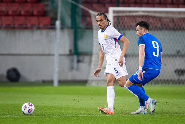 SLOVAKIA U21, U 21 - FRANCE U21 Kiliann Sildillia of France during the friendly international football match ahead of 2025 UEFA European Under-21 Championship between Slovakia U21 and France U21. Trnava, Slovakia, March 24, 2025. Photo by Branislav Racko Copyright: xx 080A8413