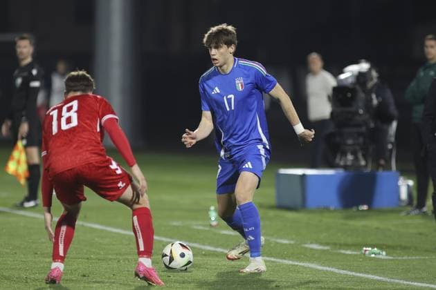 during Italy U21, U 21 vs Denmark U21, friendly match before Under21 Championship Slovakia 2025, game at Piercesare Tombolato stadium in Cittadella (PD), Italy, on March 24, 2025.  Copyright: xDavidexCasentini IPAxSportx xipa-agency.netx xx IPA_55703824 IPA_Agency_IPA55703824