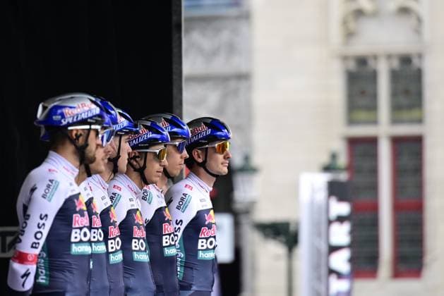 RedBull-BORA-hansgrohe riders pictured at the start of the Classic Brugge-De Panne men s elite one-day cycling race, 195,6 km from Brugge to De Panne, Wednesday 26 March 2025. DIRKxWAEM  x115820082x