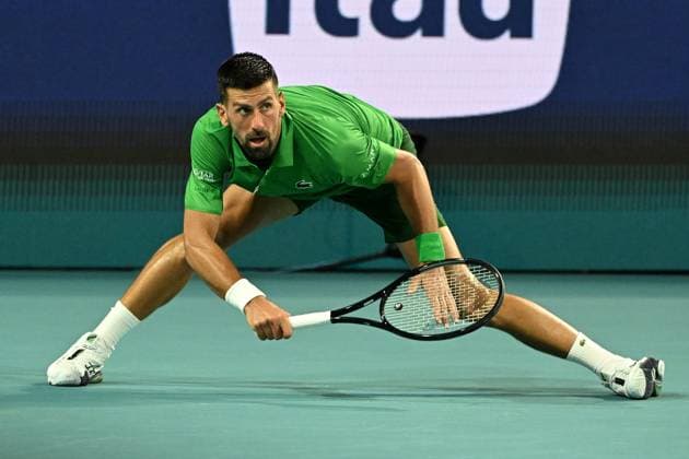 MIAMI GARDENS FL - MARCH 25 Novak Djokovic Vs Lorenzo Musetti during The Miami Open at Hard Rock Stadium on March 25, 2025 in Miami Gardens, Florida. Copyright: xmpi04x