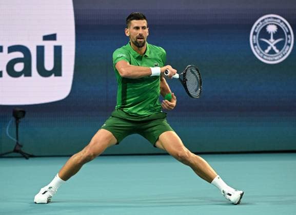 MIAMI GARDENS FL - MARCH 25 Novak Djokovic Vs Lorenzo Musetti during The Miami Open at Hard Rock Stadium on March 25, 2025 in Miami Gardens, Florida. Copyright: xmpi04x